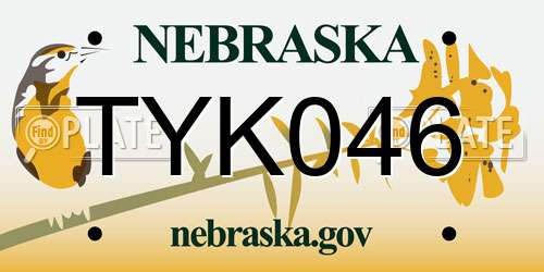 TYK046 Nebraska License Plate
