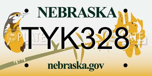 TYK328 Nebraska License Plate