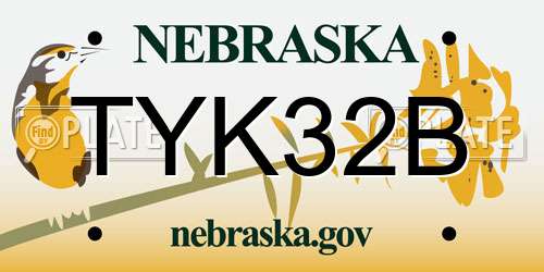 TYK32B Nebraska License Plate