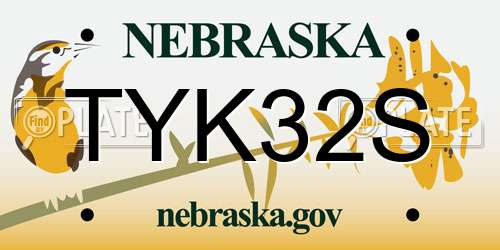 TYK32S Nebraska License Plate