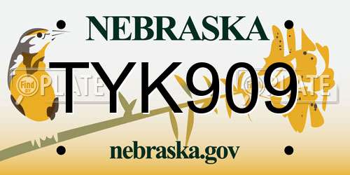 TYK909 Nebraska License Plate