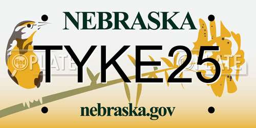 TYKE25 Nebraska License Plate