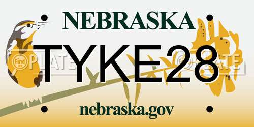TYKE28 Nebraska License Plate