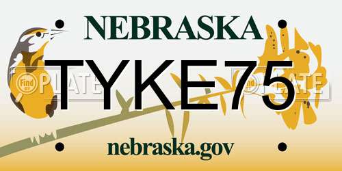 TYKE75 Nebraska License Plate