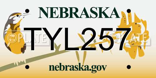 TYL257 Nebraska License Plate
