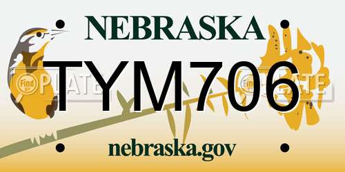 TYM706 Nebraska License Plate