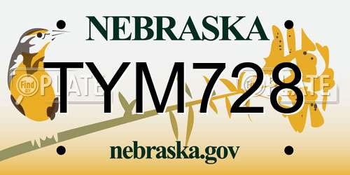 TYM728 Nebraska License Plate
