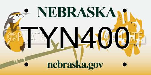 TYN400 Nebraska License Plate