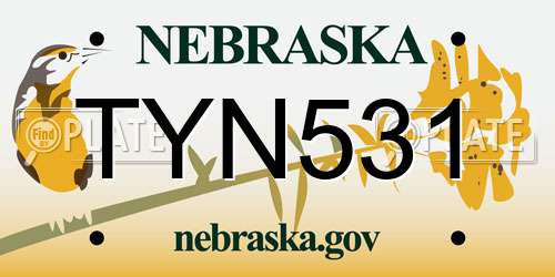 TYN531 Nebraska License Plate
