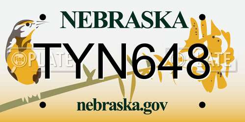 TYN648 Nebraska License Plate