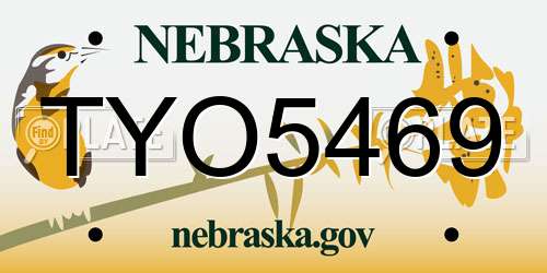 TYO5469 Nebraska License Plate