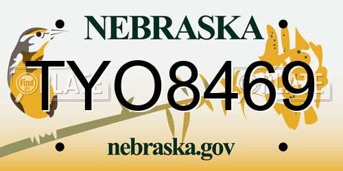 TYO8469 Nebraska License Plate