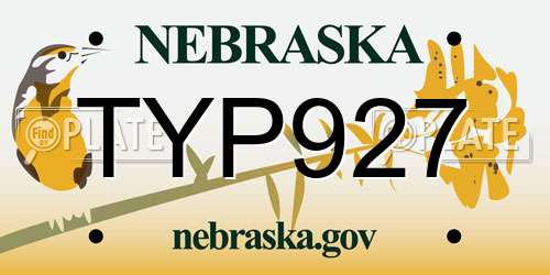 TYP927 Nebraska License Plate