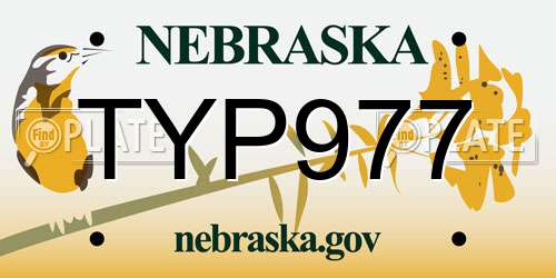 TYP977 Nebraska License Plate