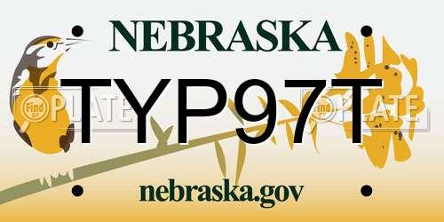 TYP97T Nebraska License Plate
