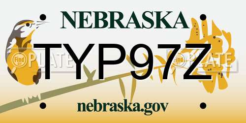 TYP97Z Nebraska License Plate