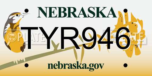 TYR946 Nebraska License Plate