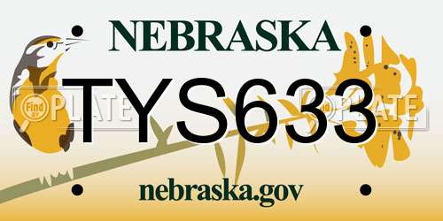 TYS633 Nebraska License Plate