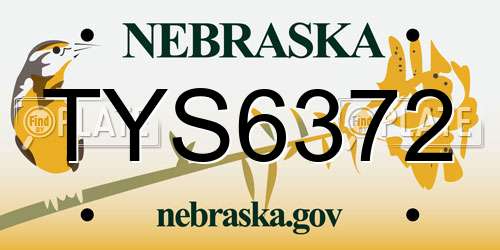 TYS6372 Nebraska License Plate