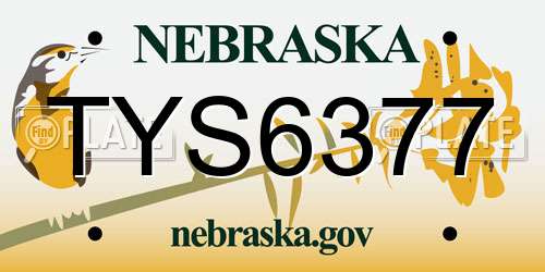 TYS6377 Nebraska License Plate