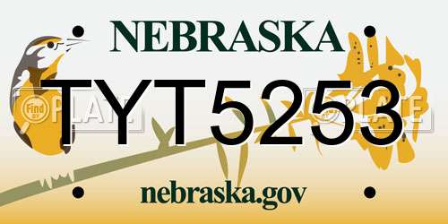 TYT5253 Nebraska License Plate
