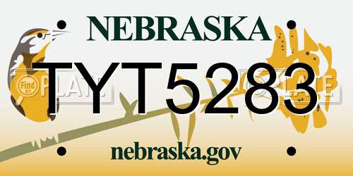 TYT5283 Nebraska License Plate