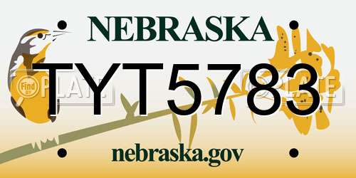 TYT5783 Nebraska License Plate