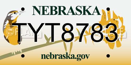 TYT8783 Nebraska License Plate