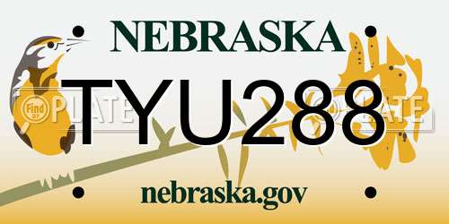 TYU288 Nebraska License Plate