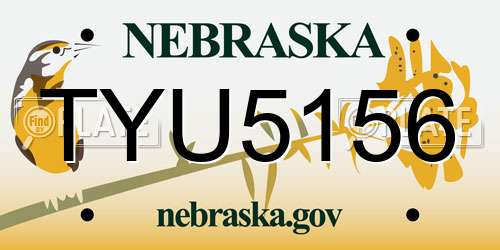 TYU5156 Nebraska License Plate