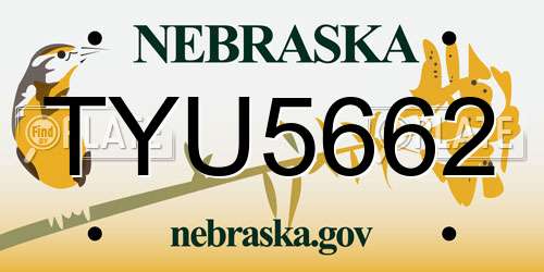 TYU5662 Nebraska License Plate