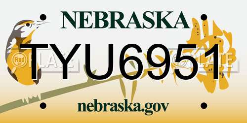 TYU6951 Nebraska License Plate
