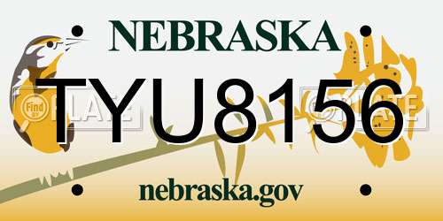 TYU8156 Nebraska License Plate
