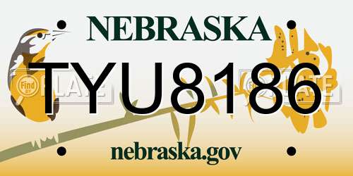 TYU8186 Nebraska License Plate