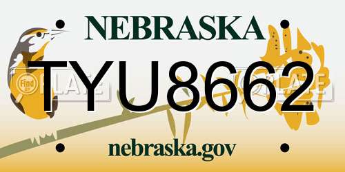 TYU8662 Nebraska License Plate