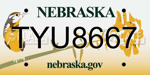 TYU8667 Nebraska License Plate