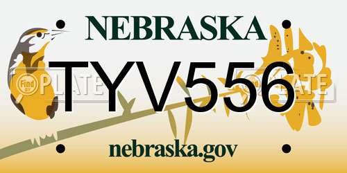 TYV556 Nebraska License Plate