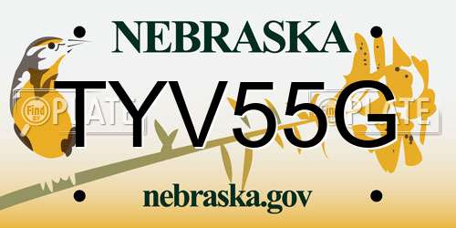 TYV55G Nebraska License Plate