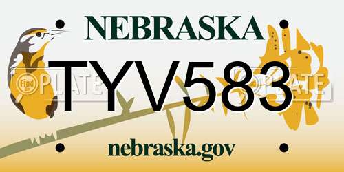 TYV583 Nebraska License Plate
