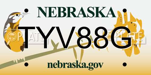 TYV88G Nebraska License Plate
