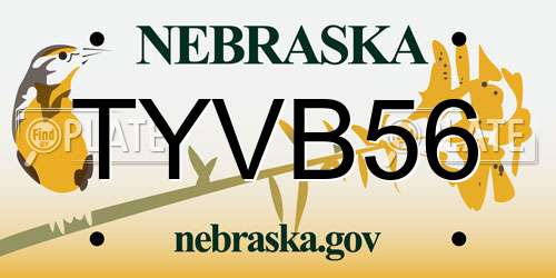 TYVB56 Nebraska License Plate