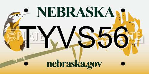 TYVS56 Nebraska License Plate