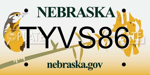 TYVS86 Nebraska License Plate