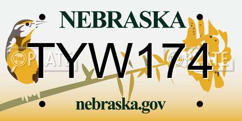 TYW174 Nebraska License Plate