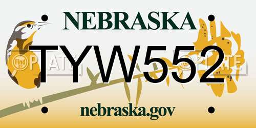 TYW552 Nebraska License Plate