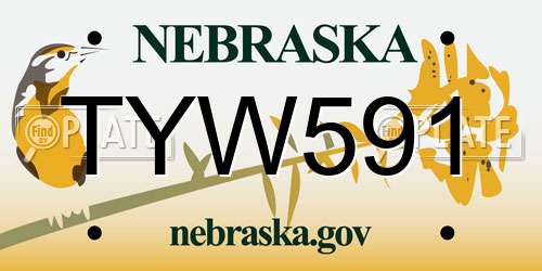TYW591 Nebraska License Plate