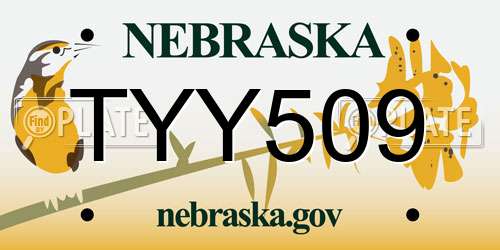 TYY509 Nebraska License Plate