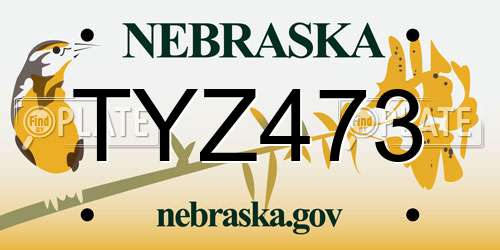 TYZ473 Nebraska License Plate