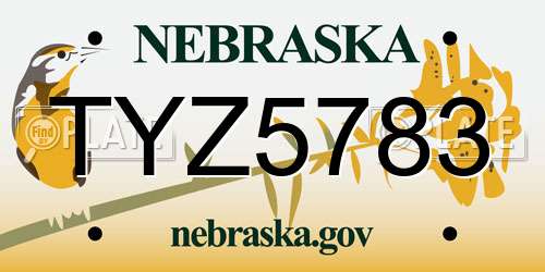 TYZ5783 Nebraska License Plate