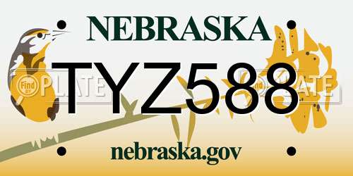 TYZ588 Nebraska License Plate